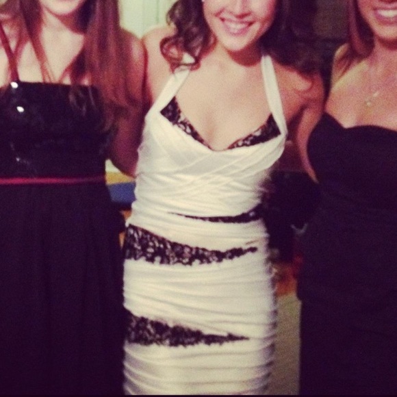 Bebe white satin and black lace halter dress - Picture 3 of 3